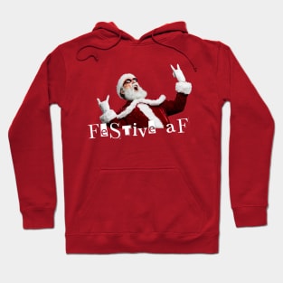 Festive AF Christmas Rad Rock Santa Metal Alt Punk design Hoodie